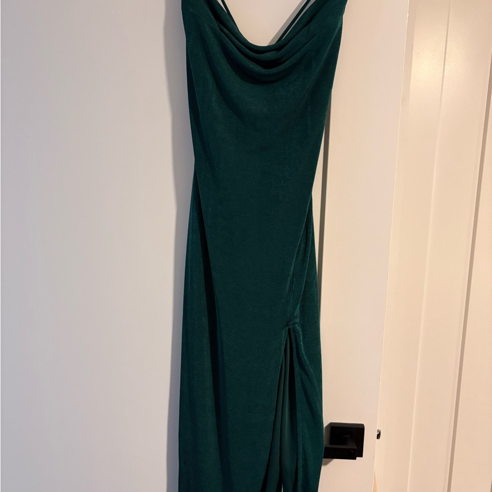Lady Black Tie Teal Backless Dress